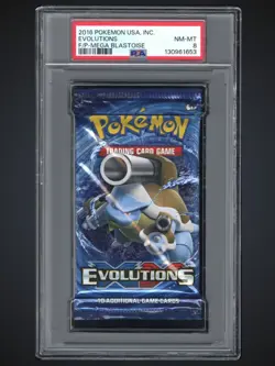 2016 Pokemon Evolutions Booster Pack Mega Blastoise PSA 8 - Image 1