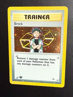Brock 15/132 1st Edition Gym Heroes Holo Rare Pokemon TCG MP Card 15/132 - Image 2