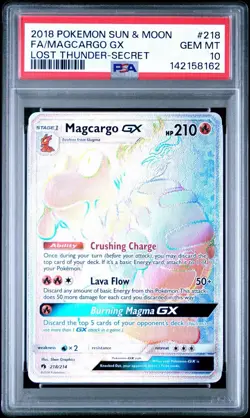 POKEMON SM LOST THUNDER MAGCARGO GX #218 SECRET/HYPER RARE PSA 10 GEM MINT #* - Image 1