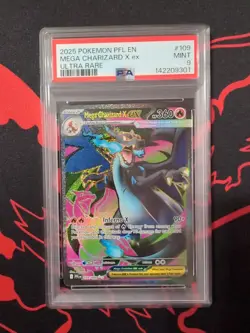 Pokemon TCG Mega Charizard X ex 109/094 Me02: Phantasmal Flames Holo PSA 9 - Image 1