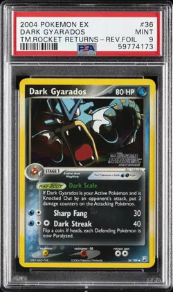 2004 POKEMON EX TEAM ROCKET RETURNS #36 DARK GYARADOS-REVERSE FOIL PSA 9 - Image 1