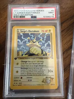 Lt. Surge's Electabuzz 006/132 Gym Heroes Holo PSA 9 Pokemon TCG - Image 1