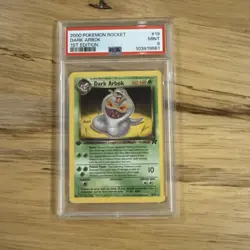 PSA 9 Mint Dark Arbok 1st Edition Pokemon 2000 Team Rocket Bagged Error Card - Image 1