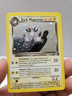 Dark Magneton 11/82 Team Rocket Holo (LP) Vintage Pokemon Card SWIRL - Image 2