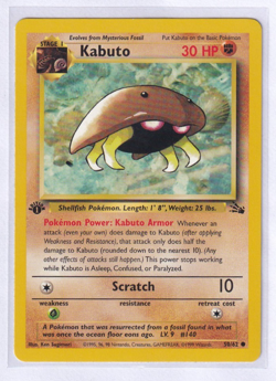 1st Edition Kabuto 50/62 Fossil Set Rare Vintage 1999 Pokemon Card - NM - Image 1
