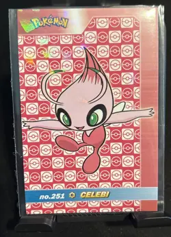 Rare Pokemon Shiny Full Art #251 Celebi Low Pop Cracked Ice Holo Card ⭐ - Image 1