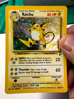 Raichu 16/130 Base Set 2 Holo Swirl MP/HP Pokemon Card - Image 1
