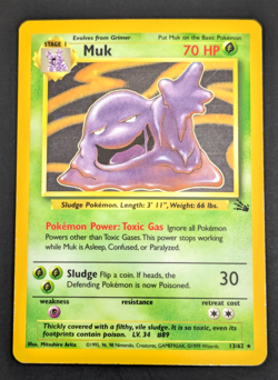 Muk 13/62 Holo Rare Stage 1 Fossil Pokemon Card WOTC Vintage 1999 - Image 1