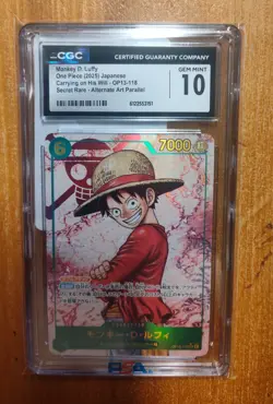 2025 One Piece JPN Carrying On His Will OP13-118 Monkey D. Luffy CGC 10 Gem Mint - Image 1