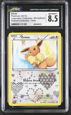 CGC 8.5 Eevee Legendary Treasures RC14/RC25 Radiant Collection Holo Pokemon Card - Image 1