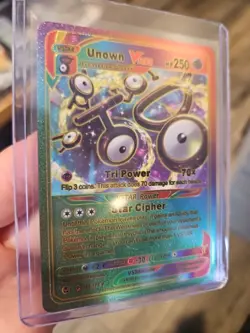 Unown VStar Rainbow Foil Fan Art Vinyl Textured Collector Card - Image 4