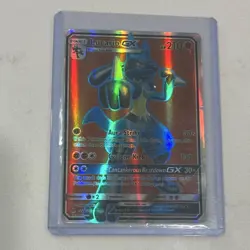 Pokemon Lucario GX Full Art Ultra Rare Holo SM-Forbidden Light 122/131 GX Card - Image 1