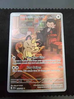 Pokemon Team Rocket's Meowth 203/182 Destined Rivals Rare Holo Basic HP 70 Engl… - Image 1