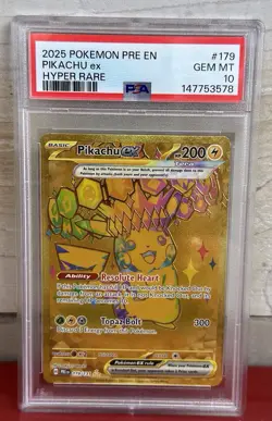 Pokemon Pikachu Ex Prismatic Evolutions Gold PSA 10 179/131 - Image 1