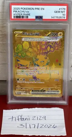Pokemon Pikachu Ex Prismatic Evolutions Gold PSA 10 179/131 - Image 2