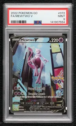 Mewtwo V Ultra Rare Pokemon Sword & Shield Pokemon Go PSA 9 MINT - Image 1