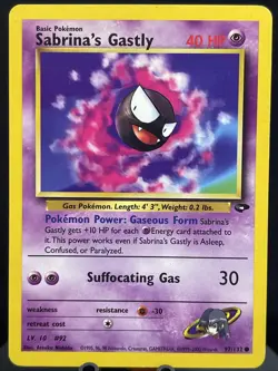 Pokemon TCG Sabrina's Gastly 97/132 Gym Challenge WOTC! VLP/NM! - Image 1