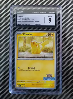 Pikachu #214 Pokemon Illustration Contest Winner 2024 CGC Graded 9 TCG - Image 1