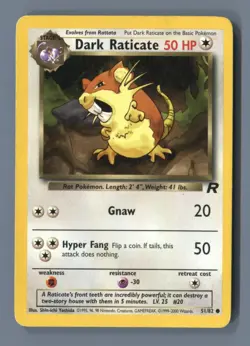 Dark Raticate 51/82 Common Team Rocket Pokemon Unlimited Lightly Played - Image 1