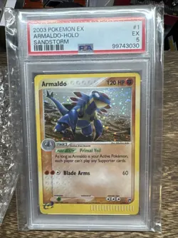 Pokemon TCG Armaldo EX Sandstorm Holo PSA 5 - Image 1