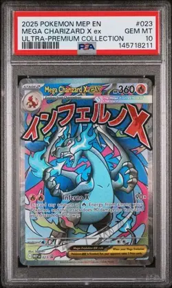 2025 POKEMON MEP EN-ME BLACK STAR PROMO #023 MEGA CHARIZARD X EX PSA 10 - Image 1