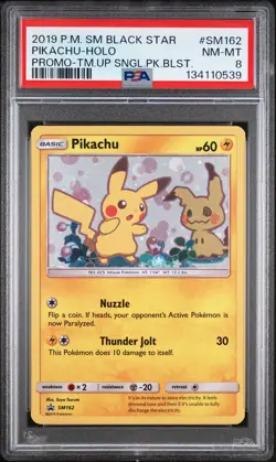 2019 POKEMON SM BLACK STAR PROMO TEAM UP SINGLE PACK BLISTERS PIKACHU-HOLO PSA 8 - Image 1