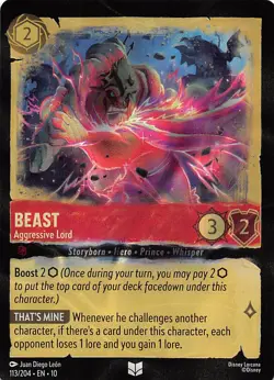 Beast Aggressive Lord Foil 113/204 Whispers in the Well Disney Lorcana - Image 1