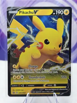 Pokemon 2021 Pikachu v SWSH061 Sword & Shield Black Star Promo Card - Image 1