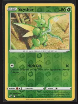 Scyther Common Crown Zenith 006/159 NM Pokemon Card Reverse Holo - Image 1