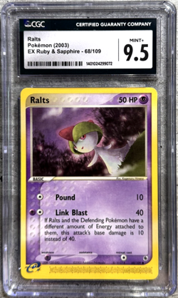 Pokemon Card Ralts CGC 9.5 Mint+, EX Ruby & Sapphire 68/109, 2003 (1) - Image 1