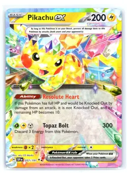 Pokemon Pikachu ex Sv08: Surging Sparks Double Rare Holo EX 057/191 200 HP Card - Image 1