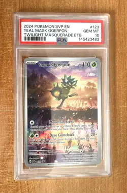 2024 Pokemon, Twilight Masquerade, Teal Mask Ogerpon ETB Promo Card #123, PSA 10 - Image 1