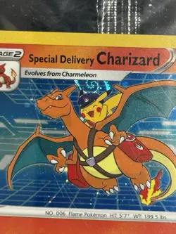 Pokemon Special Delivery Charizard SWSH075 Sealed 2x HOLO SWIRL Promo Card Mint! - Image 1