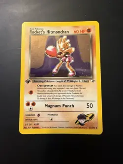 Pokemon TCG Gym Heroes 1st Edition - Rocket's Hitmonchan #11 Holo Rare M/NM - Image 1