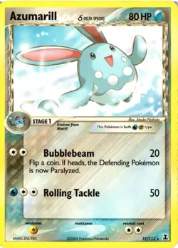 Pokemon TCG Azumarill (Delta) 19/113 Rare Non-Holo EX Delta Species LP - Image 1