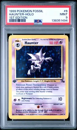 Pokemon Fossil Haunter 1st Edition Holo Rare 6/62 1999 PSA 9 6/62 - Image 1