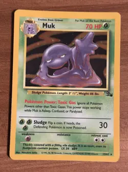 Pokemon Muk 13/62 Fossil 1999 WOTC Holo MP - Image 1