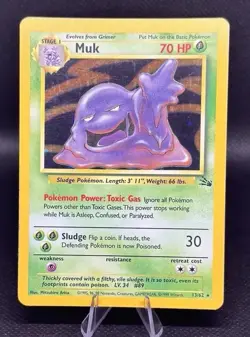 Pokemon Muk 13/62 Fossil 1999 WOTC Holo MP - Image 3