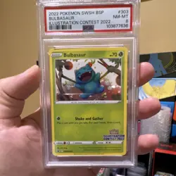 Pokemon TCG Bulbasaur SWSH303 Illustration Contest 2022 Promo Regular PSA 8 - Image 1