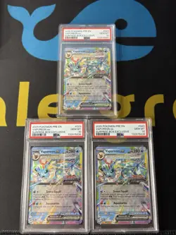 Vaporeon 023/131 PSA 10 Stamped Surprise Box Prismatic Evolutions Pokemon X3 - Image 1