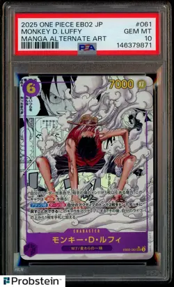 2025 One Piece Japanese EB02 Manga Alternate Art #061 Monkey D. Luffy PSA 10 - Image 1