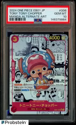 2024 One Piece EB01 Japanese #006 Tony Tony Chopper Manga Alternate Art PSA 10 - Image 1