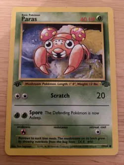 Pokemon TCG Paras Jungle Card 59/64 Regular Common 1st Edition - Image 1
