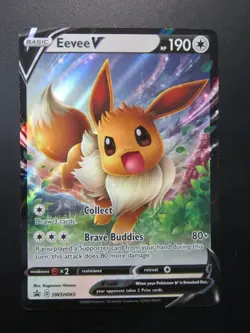 EEVEE V FULL ART HOLO POKEMON CARD SWSH065 BLACK STAR PROMO NEVER PLAYED NM M - Image 1