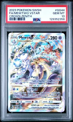 2023 POKEMON SWORD & SHIELD CROWN ZENITH #GG44 FULL ART/MEWTWO VSTAR PSA 10 - Image 1