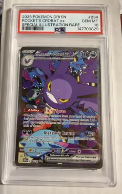 2025 POKEMON DRI SPECIAL ILLUSTRATION RARE #234 TEAM ROCKET'S CROBAT EX PSA 10 - Image 1
