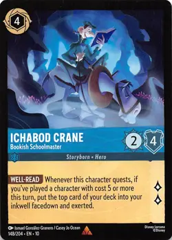 Ichabod Crane Bookish Schoolmaster 148/204 Whispers in the Well Disney Lorcana - Image 1
