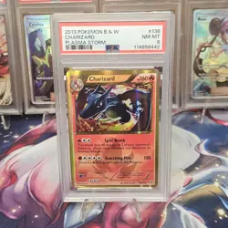 PSA 8 Shiny Charizard 136 / 135 B&W Plasma Storm Pokemon TCG Graded Card - Image 1
