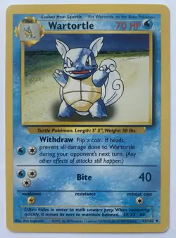 Wartortle - 42/102 - Pokemon Base Set Unlimited Card WOTC Vintage - Image 1