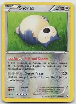 Reverse Holo Snorlax 80/106 XY - Flashfire Rare Pokemon TCG Card - Image 1